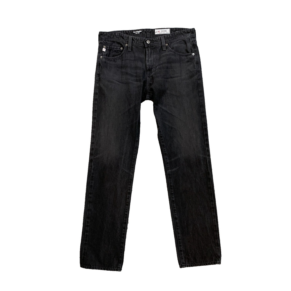AG Adriano Goldschmied Jeans Mens 33 Dull Black Matchbox Slim Straight 5 Pocket